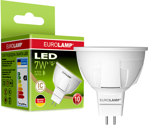 Лампа світлодіодна Eurolamp (4260410480304) 7Вт, GU5.3, 3000K